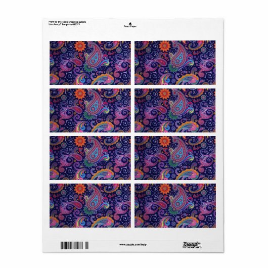 ペイズリー紫 ラベル (フルシート)