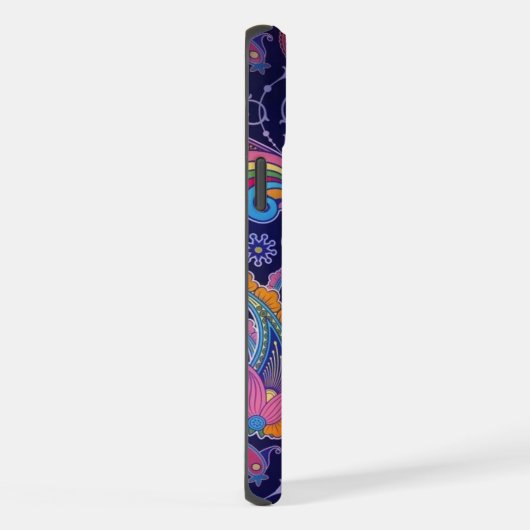 ペイズリー紫 iPhoneケース (右側面)