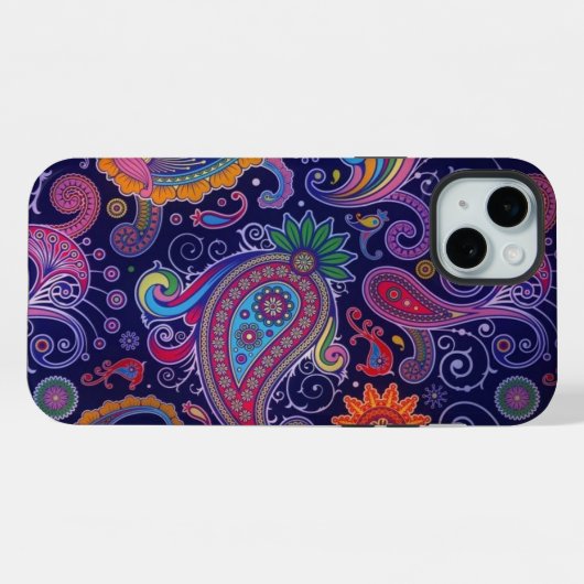 ペイズリー紫 iPhoneケース (裏面横)