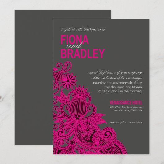 ペイズリー結婚炭 招待状 (正面/裏面)