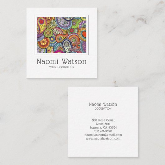 ペイズリー織物模様工芸裁縫 スクエア名刺 (正面/裏面)