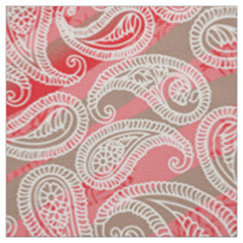 ペイズリー織物 | レッドピンクグリーン生地プリント ファブリック