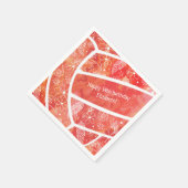 ペイズリー羽毛ドードルレッドオレンジバレーボール スタンダードカクテルナプキン (角)