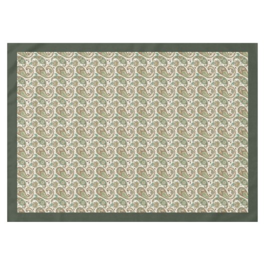 ペイズリー自然テーブルクロス – ボーホチャームfor Dining テーブルクロス (正面(横))