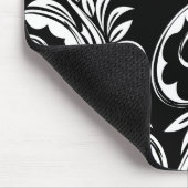 ペイズリー花柄渦白黒 マウスパッド (コーナー)