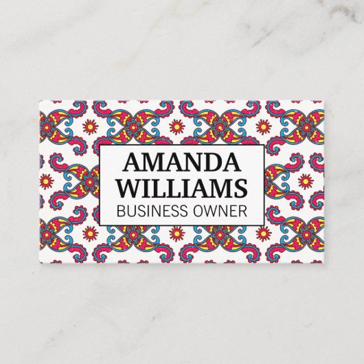 ペイズリー花柄 名刺 (正面)