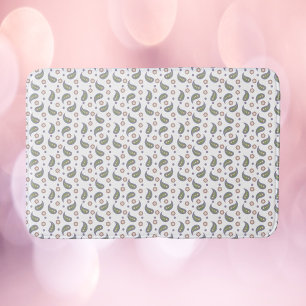 ペイズリー花点ピンクグリーンパープル バスマット