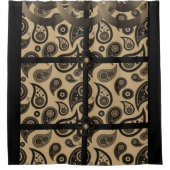 ペイズリー茶色のブラックショーカーテン シャワーカーテン (正面)