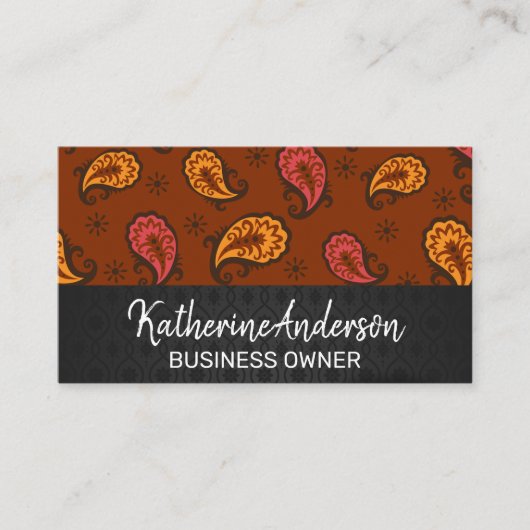 ペイズリー茶色 予約カード (正面)