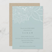 ペイズリー華美デュスキーブルーブライダルシャワー招待状 サンキューカード (正面/裏面)