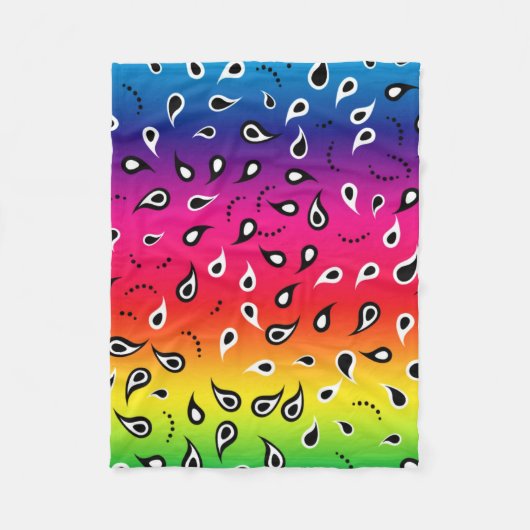ペイズリー虹 フリースブランケット (正面)