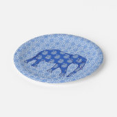 ペイズリー象-コバルトブルーおよび白 ペーパープレート (アングル)