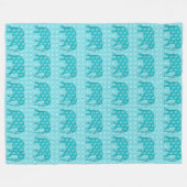 ペイズリー象 – ターコイズとアクア フリースブランケット (正面(横))