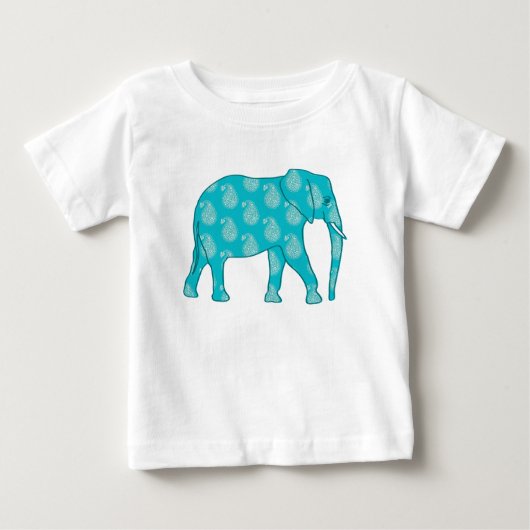 ペイズリー象 – ターコイズとアクア ベビーTシャツ (正面)