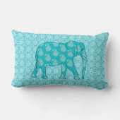 ペイズリー象 – ターコイズとアクア ランバークッション (裏面)