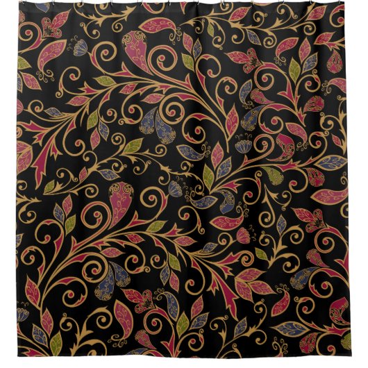 ペイズリー野菜ヴィンテージブレンド シャワーカーテン (正面)