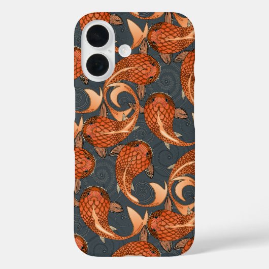 ペイズリー魚ダークグレー Case-Mate iPhoneケース (裏面)