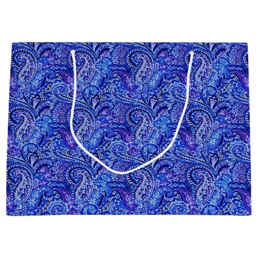 ペイズリー鮮やかブルーラージ抱き枕 ラージペーパーバッグ (正面)