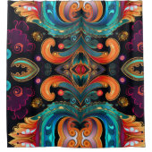 ペイズリー鮮明はっきりした シャワーカーテン (正面)