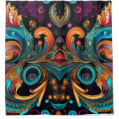 ペイズリー鮮明はっきりした シャワーカーテン (正面)