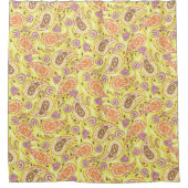 ペイズリー黄 シャワーカーテン (正面)