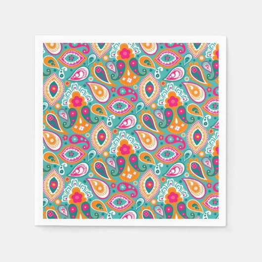 ペイズリー70s 60sボホレトロ スタンダードカクテルナプキン (正面)