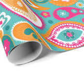 ペイズリー70s 60sボホレトロ ラッピングペーパー (ロールコーナー)