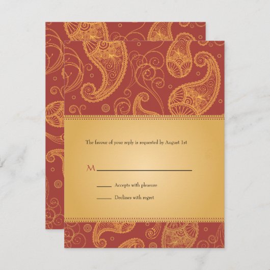 ペイズリー・ドリームズ ウェディング 返信 招待状 (正面/裏面)
