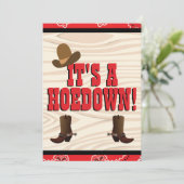 ペイズリー・ハンカチーフ 赤 & 黒 ウェスタン 誕生日 招待状 (スタンド正面)