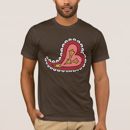 ペイズリー ハート メンズ ダークシャツ Tシャツ (正面)