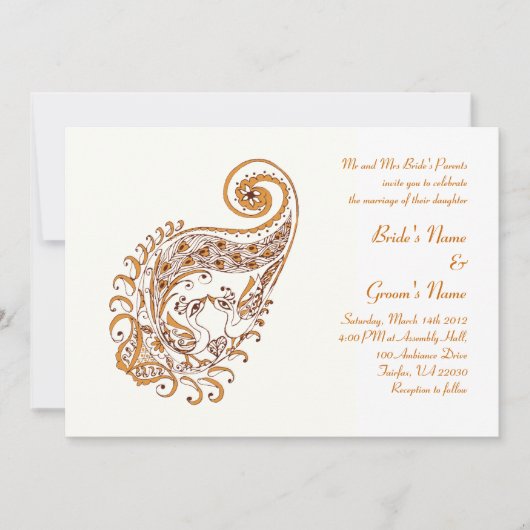 ペイズリー ヘンナ アート 招待状 (正面)