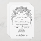 ペイズリー ヘンナ デザイン 結婚式 招待状 カード (正面/裏面)