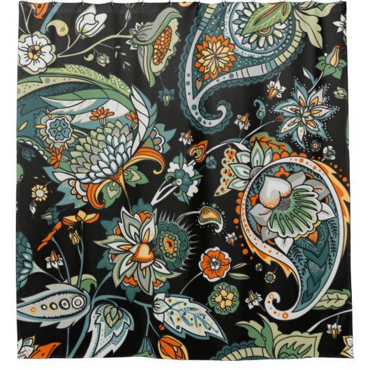 ペイズリー。伝統に基づくシームレスなパターン シャワーカーテン (正面)