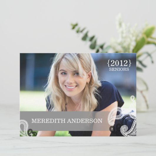 ペイズリー、卒業の帽子の卒業生の2012年の写真の卒業 招待状 (スタンド正面)