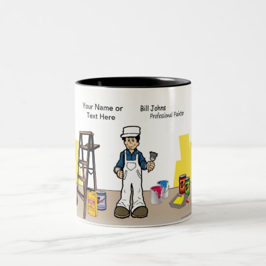 ペイパーソナライズされたター – 男性の漫画 ツートーンマグカップ (中央)
