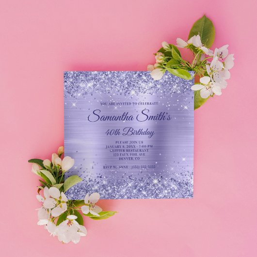 ペイフェイクンクルグリッターとホイル40歳の誕生日 招待状