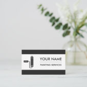 ペイモダンントロ絵を描ーラーブラシ白黒 名刺 (スタンド正面)