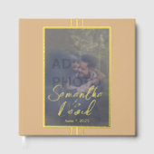 ペイモダンー・ベージュ写真のホイル結婚ゲストブック ゲストブック (正面)