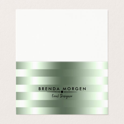 ペイルセージ – グリーンストライプのパターン 名刺 (外部フラット)