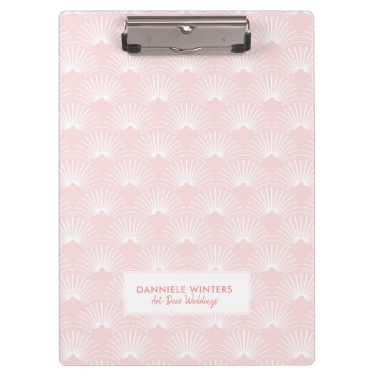 ペイルピンク&ホワイトアートデコパターン クリップボード (正面)