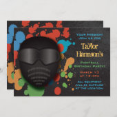 ペインカラフルトボール誕生日パーティーの招待 招待状 (正面/裏面)