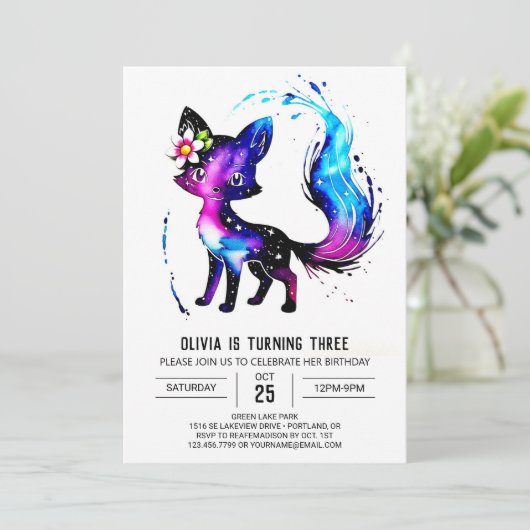 ペインジリーフォックスデジタルガールバースデー 招待状 (スタンド正面)
