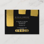 ペインタブラック&金ゴールドソーシャルメディアのアイコン 名刺 (裏面)