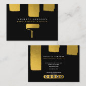 ペインタブラック&金ゴールドソーシャルメディアのアイコン 名刺 (正面/裏面)