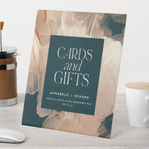 ペインタリー・テラコッタ・ティール(緑がかった色)結婚のカードと贈り物 台座サイン