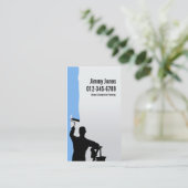 ペインタローラーブラシ絵画のブルービジネスカード 名刺 (スタンド正面)