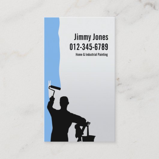 ペインタローラーブラシ絵画のブルービジネスカード 名刺 (正面)