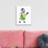 ペインターとしての絵を描牛&エプロン キャンバスプリント (インサイチュ (リビング))