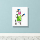 ペインターとしての絵を描牛&エプロン キャンバスプリント (インサイチュ (ウッドフロア))