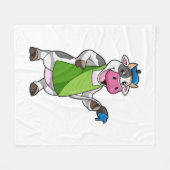 ペインターとしての絵を描牛&エプロン フリースブランケット (正面(横))